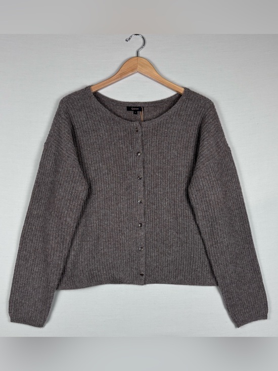 Quince Sweaters - Quince 100% Yak Soft Rib Cardigan Heather Brown NWT Large Sweater